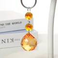 Amber faceted crystal water drop pendant hanging ornament for home decor and lighting - Amber Octagonal Bead Pendant / Amber