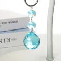Light blue faceted crystal glass teardrop pendant for home lighting and curtains - Lake Blue Octagonal Bead Pendant / Lake Blue