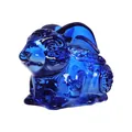 Exquisite cobalt blue crystal rabbit figurine zodiac symbol ornament for home office decor - Medium Blue Style
