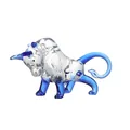 Statuina di toro in vetro di cristallo blu e trasparente per decorazioni della casa - Stile Toro (130mm) / Blu medio