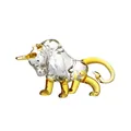 Statuetta di toro moderna in vetro trasparente con accenti ambrati per decoro. - Stile Toro (130mm) / Oro
