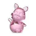 Statuetta di maialino in cristallo rosa fatta a mano per decorazione casa e ufficio - Maiale Daimeng - Rosa