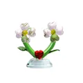 Elegant crystal flower ornament with faceted sunflower petals and red heart for home decor - Heart Branch Heart Flower (Pink) / Pink