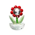 Faceted crystal sunflower figurine with red petals and green stem for home decor - Diamond Sunflower (Red) / 60mm Base