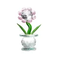 Elegant pink crystal sunflower ornament with a clear faceted vase for home decor. - Diamond Sunflower (Pink) / 30mm Ball Base