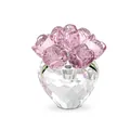 Pink crystal rose bouquet in heart-shaped vase, elegant home decor gift for Mother's Day. - Pink
