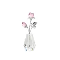 Elegant pink crystal rose ornament with silver stems in faceted clear vase - One Flower And One Bud (Silver Stem) / Pink