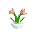Elegant pink crystal tulip flower ornament for home desktop decoration - Two Pink Tulips / Pink
