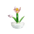 Elegant pink crystal tulip flower figurine with a faceted glass base for home desk decoration - Single Tulip (Pink) / Pink