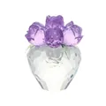 Elegant purple crystal rose bouquet in heart-shaped faceted glass vase ornament - Purple
