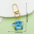 Blue pearl enamel cherry blossom keychain charm with gold clasp and size measurements - Pearly Cherry Style (LS519) / 5.4g/6.2cm / Blue
