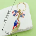 Patriotic USA Independence Day keychain with stars and stripes wing charm, 10.5cm length - Wing Statue of Liberty Style (ER1656)