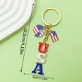 USA Independence Day rhinestone keychain with stars and stripes charms, 4.13 inches - USA Statue of Liberty Style (ER1657)