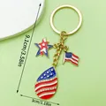 USA American Flag and Stars Keychain Souvenir with Enamel Teardrop Pendant, Gold-Plated - Flag Star (ER1658)