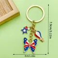Handmade USA Independence Day themed keychain with butterfly and hot air balloon - Butterfly Hot Air Balloon Style (ER1659)