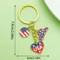Independence Day USA theme heart and flag charm keychain with cowboy hat design - Flag Hat Style (ER1669)