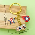 Commemorative USA Independence Day star keychain with red white and blue charms - Star Flag Independence Day Style (ER1675)