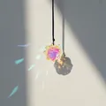 Close-up of AB colorful crystal sun catcher showing vibrant rainbow prism reflections - 45 Cross Flower Style