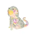 Handcrafted iridescent crystal glass dog figurine with long ears and curly tail - Smooth Sitting Dog (LSSJBJ419) / Medium (60*28*58mm)