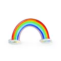 Detailed view of a miniature handmade glass rainbow figurine with clear cloud bases. - Rainbow with Transparent Base / 43x25mm