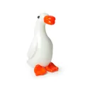 Exquisita figura de pato de vidrio blanco hecha a mano con pico y patas naranja brillante - Pato Pico Naranja (LSSJBJ354) / 30.5x23.4*50.4mm
