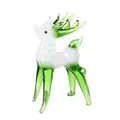 Handcrafted green and white glass deer figurine, ideal for Christmas home decor. - Spotted Deer (White Body) / Green