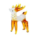 Detailed view of handcrafted glass reindeer figurine in white and amber - Spotted Deer (White Body) / Yellow