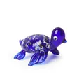 Detailed macro shot of a miniature handcrafted blue glass turtle figurine for home office decor - Blue Miniature Simulation Turtle / 68x54x45mm / Blue