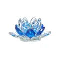 Elegante blaue und klare Kristall Lotusblumen Figur für die Heimdekoration oder Kerzenhalter - Lotusform / Blau