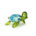 Handcrafted miniature glass sea turtle figurine with colorful marbled shell detail. - Green Miniature Simulation Turtle / 68x54x45mm / Green