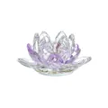 Detailansicht eines facettierten lila und klaren Kristall-Lotusblumen-Ornaments - Lotusform / Lila