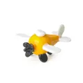 Detail of a handcrafted yellow and white glass airplane figurine with glossy finish - Orange Yellow