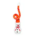 Figura decorativa de muñeco de nieve de vidrio con sombrero retorcido rojo y blanco - Muñeco de nieve con sombrero alto / 28x110mm
