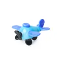 Detailed macro view of a handmade blue and cyan glass airplane figurine model - Blue