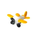 Detailed macro view of a handmade yellow and white glass cartoon airplane miniature craft - White