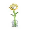Detailed view of a faceted crystal sunflower ornament with a yellow flower and green stem - Diamond Flower / Width 6.5CM x Height 16CM / Yellow