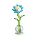 Detail view of a handcrafted blue crystal sunflower ornament with faceted base - Diamond Flower / Width 6.5CM x Height 16CM / Lake Blue