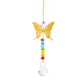 Dettaglio di un acchiappasole con farfalla dorata e perline di cristallo colorate - Stile Farfalla A / 32cm