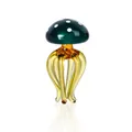 Figurine miniature en verre méduse champignon faite à la main avec chapeau à pois - Style Méduse Vert Paon / 31x57mm