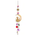 Attrape-soleil en cristal chat et lune dorée avec perles colorées et décoratives - Style Chat de Lune / Longueur env 33cm