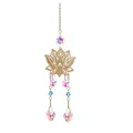 Élégant attrape-soleil lotus doré avec cœurs en cristal facettés et perles suspendues - Style Lotus / Longueur env 33cm