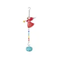 Red angel suncatcher with colorful crystal beads and blue mottled glass ball hanging ornament - Red Angel Blue Ball