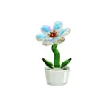Elegante kristallen bloemfiguur met iriserende bloemblaadjes en rood hart in heldere pot - Eén Bloem (Netblad) / Regenboog