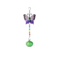Decorative colorful butterfly sun catcher with rainbow beads and green glass orb pendant - Butterfly Green Ball