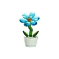 Elegante blauwe kristallen bloemfiguur in heldere pot voor bureau - Eén Bloem (Netblad) / Meerblauw