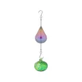 Rainbow gradient teardrop wind spinner with green spotted glass bird feeder pendant - Water Drop Green Ball / Total Length approx 35cm