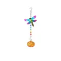 Colorful dragonfly suncatcher wind chime with crystal beads and glass ball ornament - Colorful Dragonfly Yellow Ball