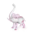 Elegante statuina di elefante in vetro rosa e trasparente per decorazione scrivania o auto - Elefante Grande / 100x38x127mm / Rosa