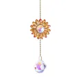 Handmade sunflower crystal suncatcher ornament featuring amber petals and a faceted rainbow ball - Sunflower Charm / Total Length 17cm / Champagne