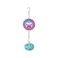 Vibrant garden wind spinner with butterfly motif and blue speckled glass ball - Butterfly Blue Ball / Total Length approx 35cm